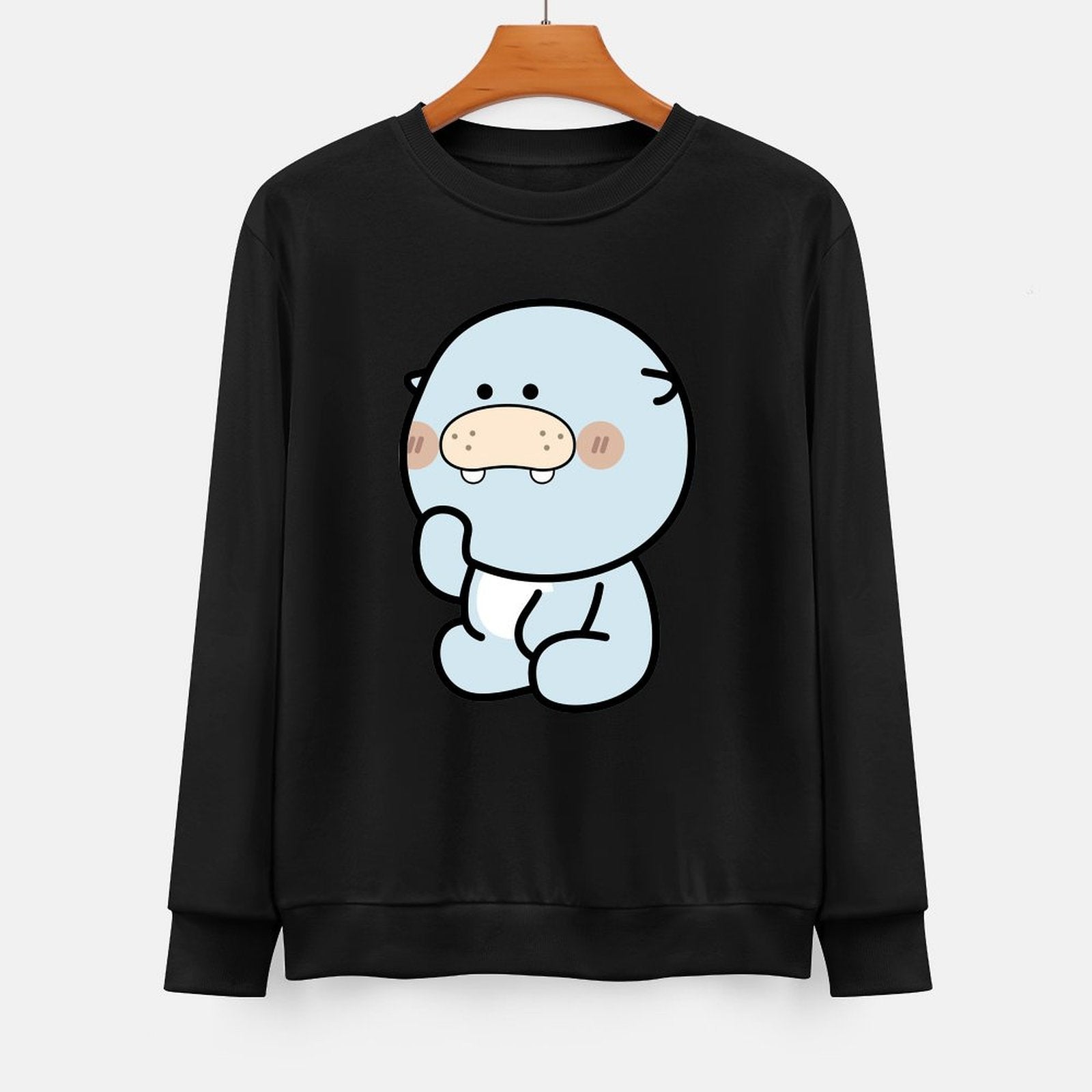 Front Patterned Long Sleeve TopSolid Oversized